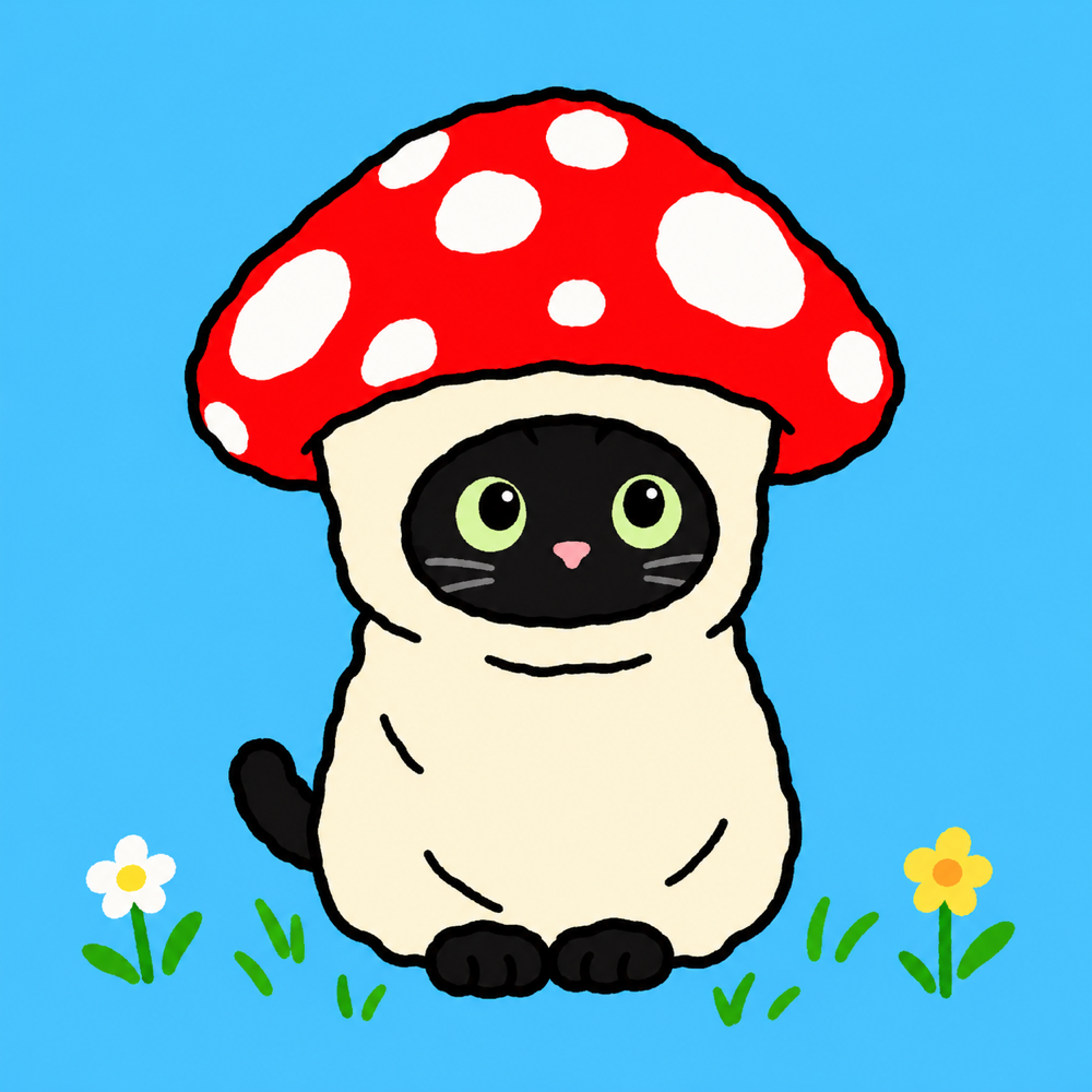 Mushy the mushroom cat